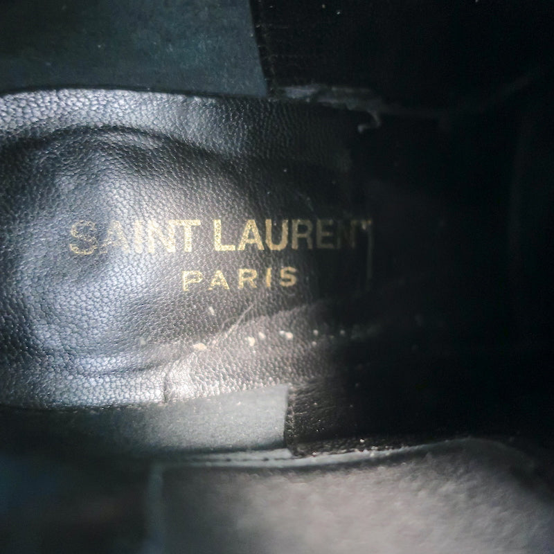 Saint Laurent Chelsea Boots Burgundy Suede Size 37 Mid-Heel Ankle Boots