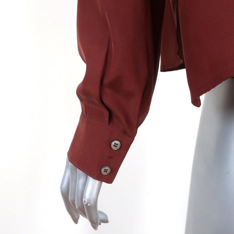 FRAME Blouse Rust Brown Silk Charmeuse Size Medium Long Sleeve Top