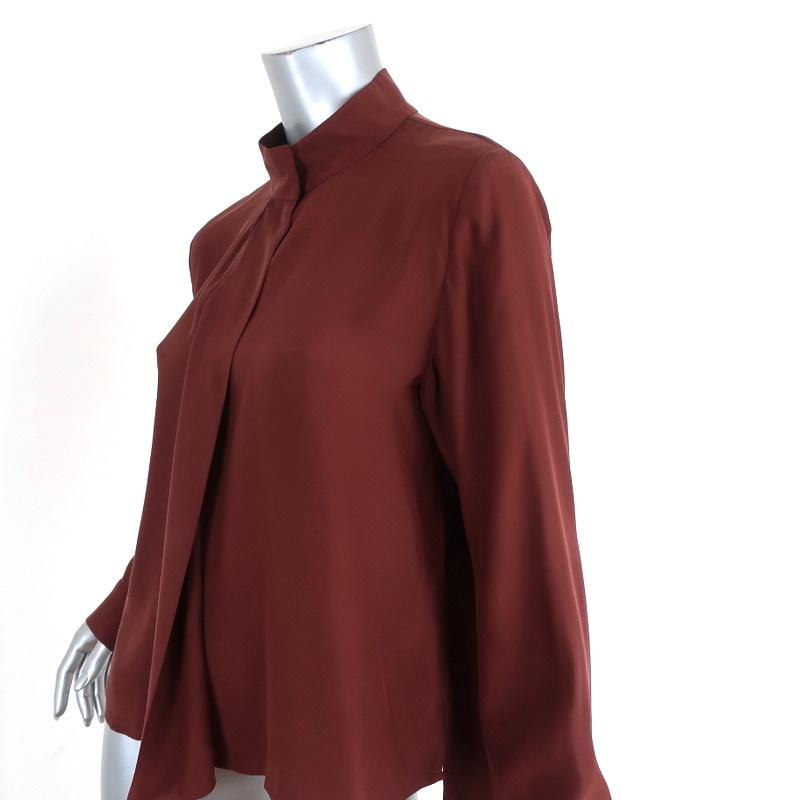 FRAME Blouse Rust Brown Silk Charmeuse Size Medium Long Sleeve Top