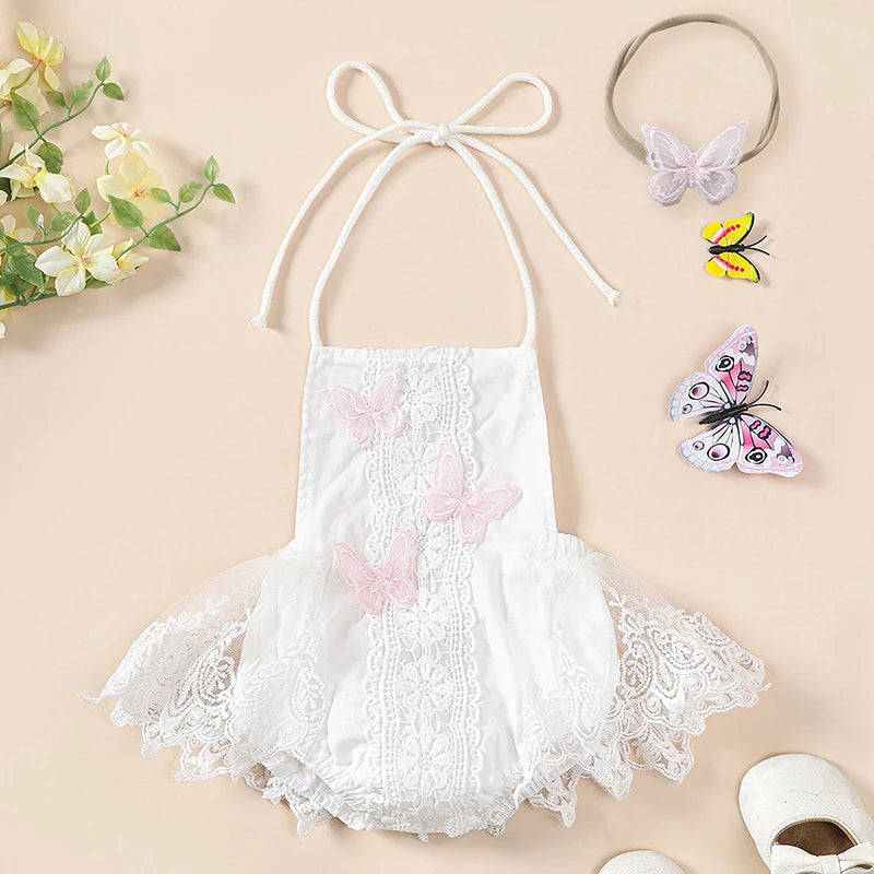Lace Brynlee Butterfly Romper & Headband