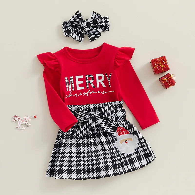 Merry Christmas Plaid Skirt Outfit