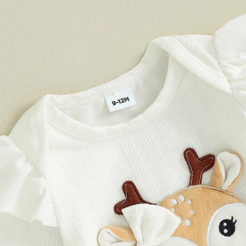 Embroidered Reindeer Christmas Outfit