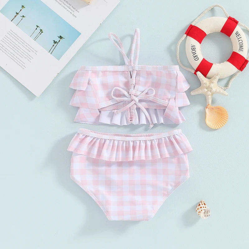 Ruffled Plaid Bikini Swimsuit