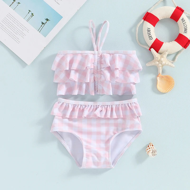 Ruffled Plaid Bikini Swimsuit