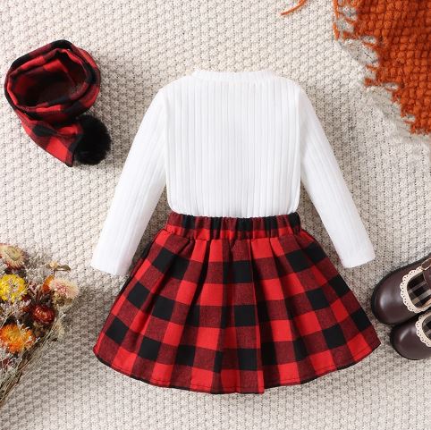 Plaid Christmas Skirt Outfit & Scarf