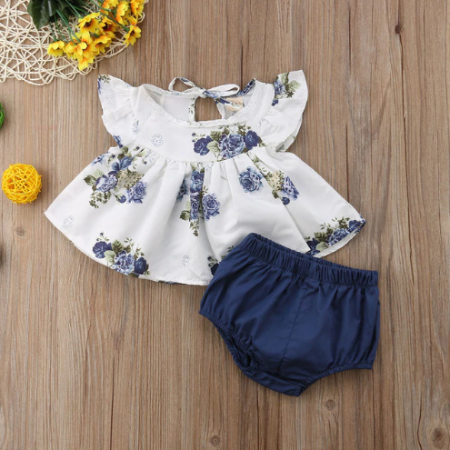 Blue Floral Swing Blouse Bloomers Outfit