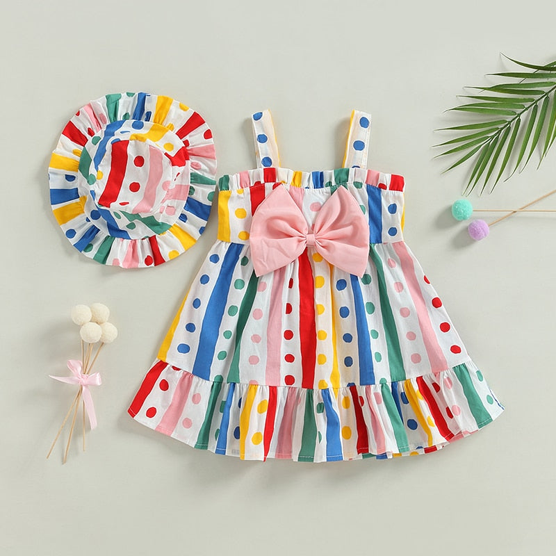 Striped Polka Dot Cutie Dress with Hat