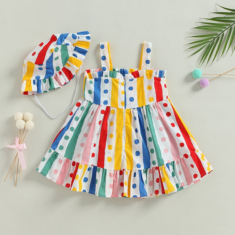 Striped Polka Dot Cutie Dress with Hat