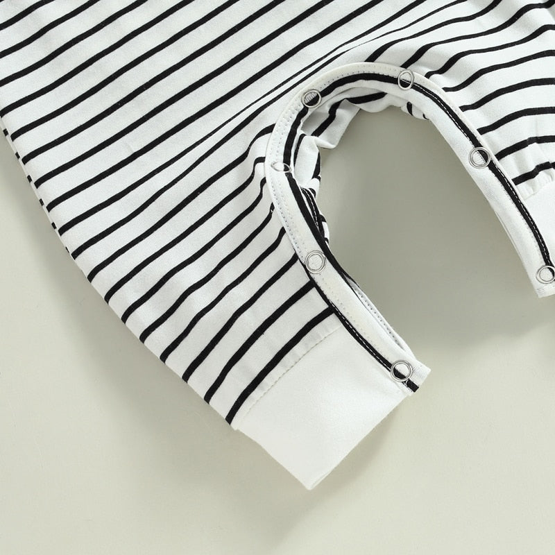 Short Sleeve Striped Pocket Romper