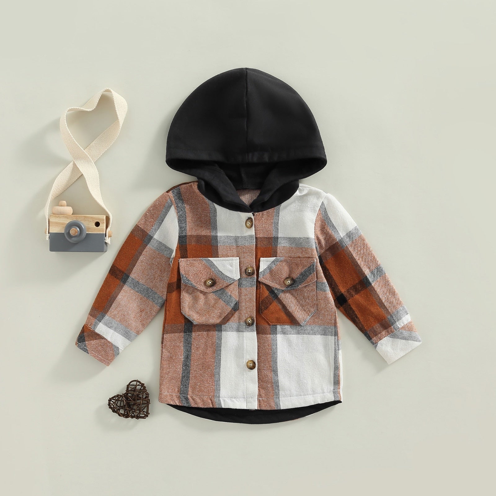 Boys Fall Plaid Hooded Flannel