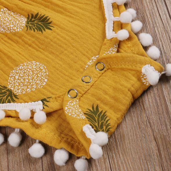 Sleeveless Pineapple Tassel Romper