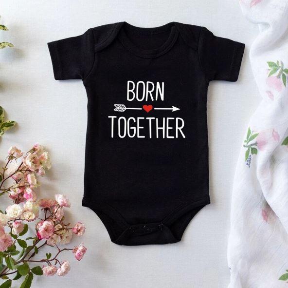 Born Together Friends Forever Twin Onesies