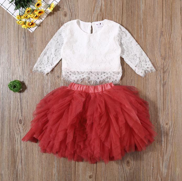 Lace Top with Ruffle Tutu Skirt Outfit