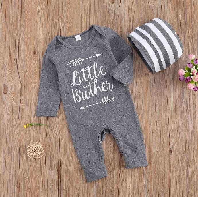 Little Brother Onesie  with Striped Hat (3 Colors)