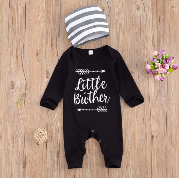 Little Brother Onesie  with Striped Hat (3 Colors)