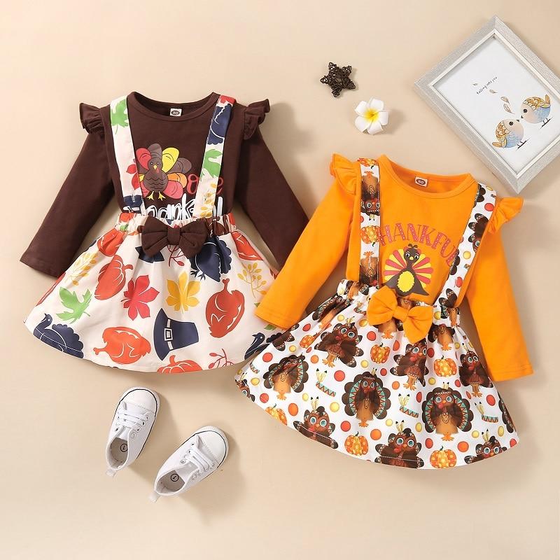 Fall Thanksgiving Suspender Skirt Outfit