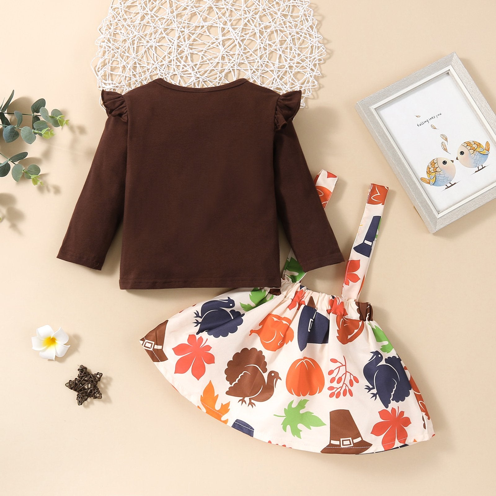 Fall Thanksgiving Suspender Skirt Outfit