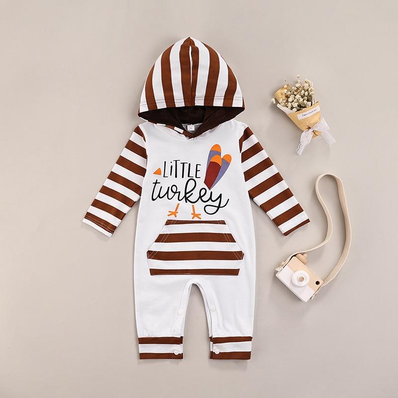 Striped Little Turkey Hoodie Romper