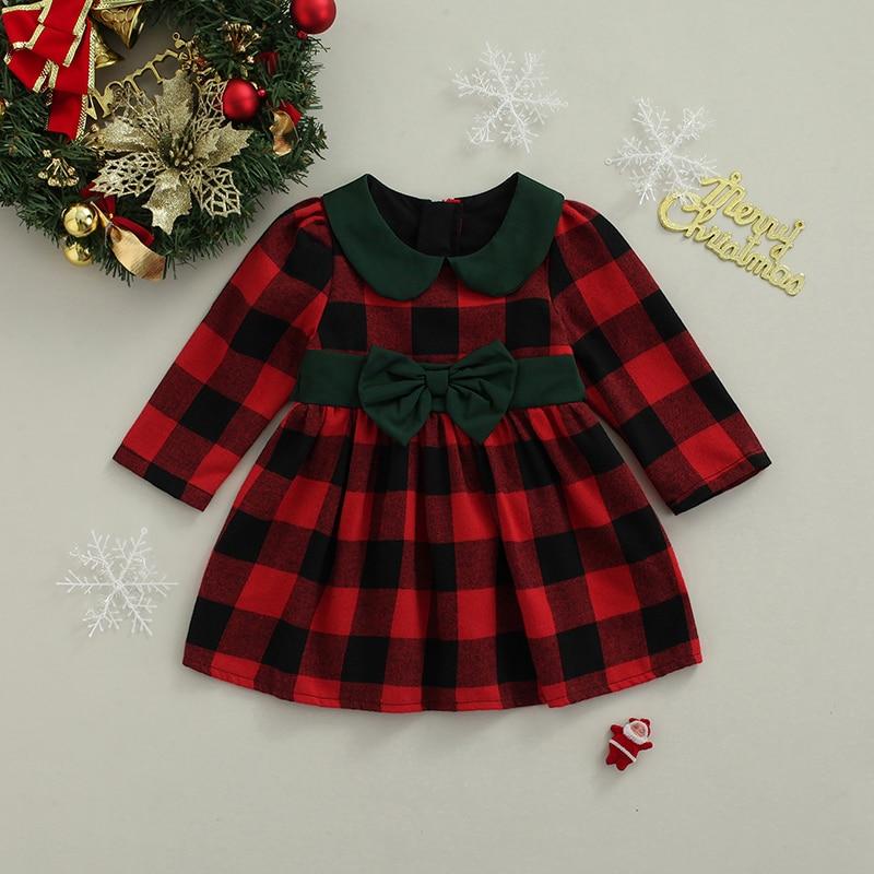 Plaid Christmas Bow Dress