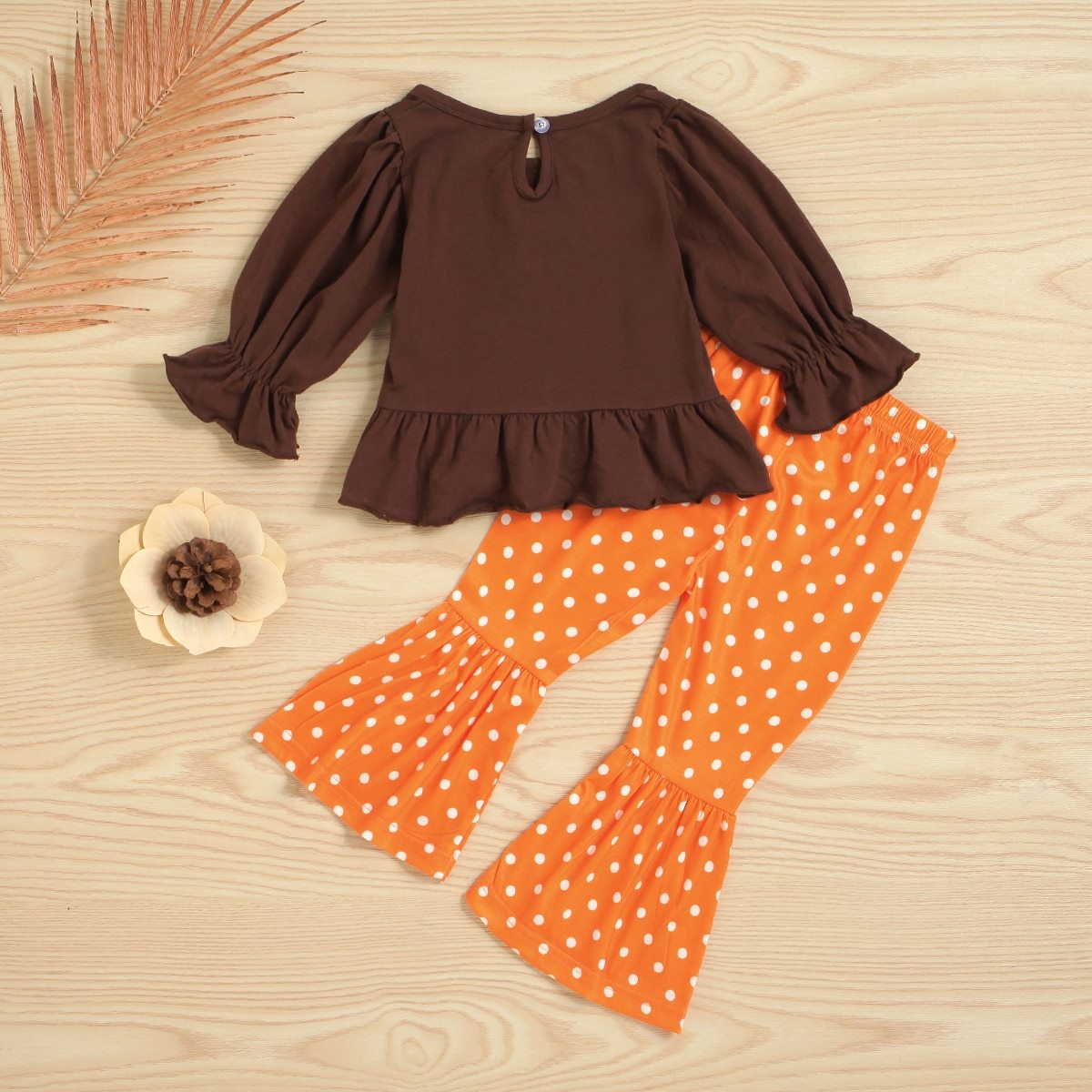 Thanksgiving Ruffle Leopard Dot Outfit