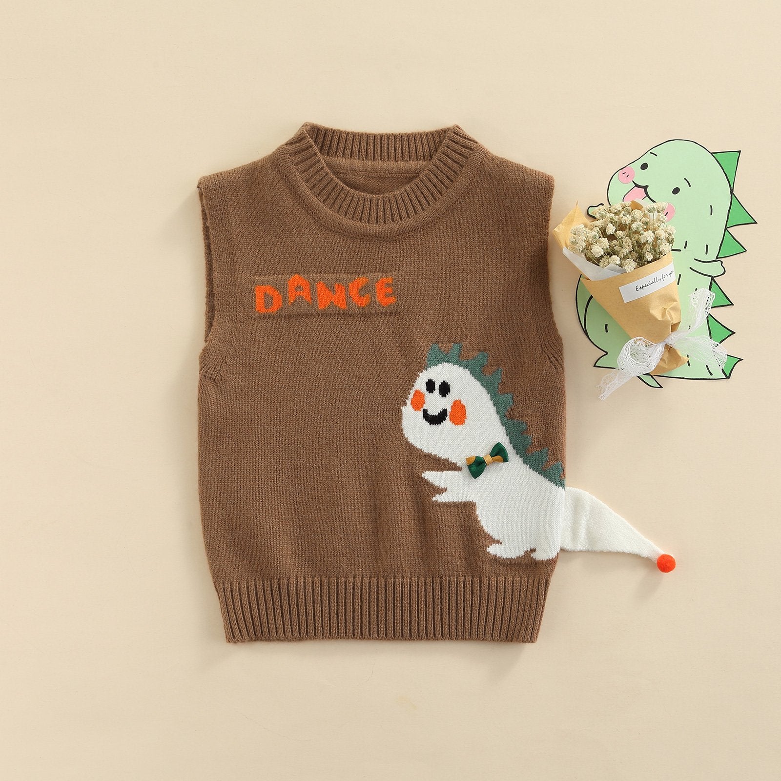 Dance Dinosaur Sleeveless Knit Sweater