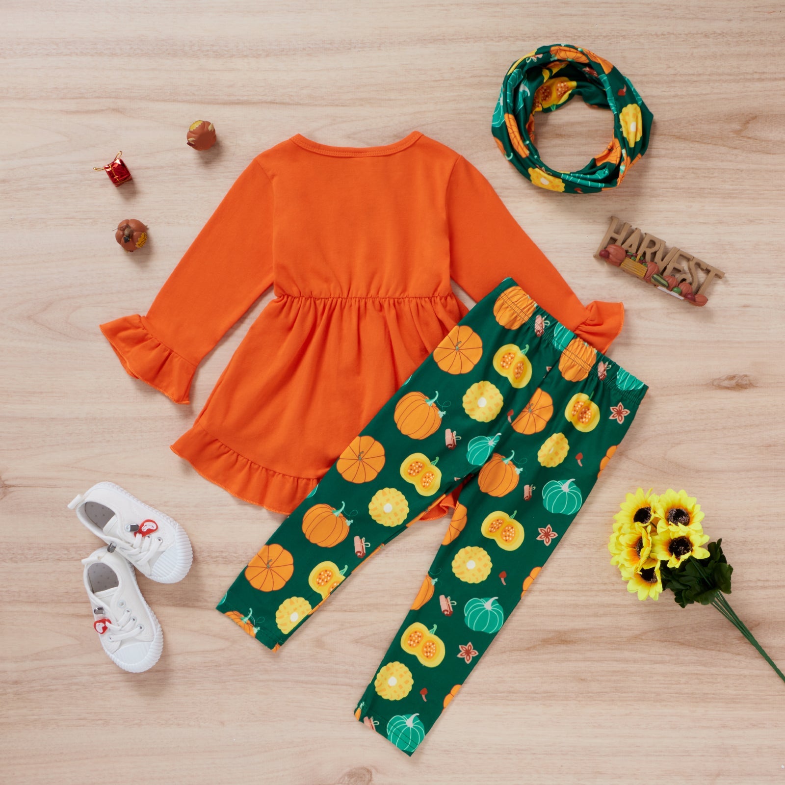 Fall Pumpkin Girl Ruffle Outfit