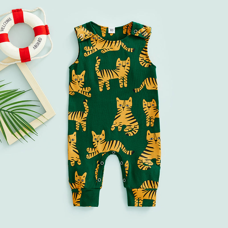 Sleeveless Green Tiger Romper