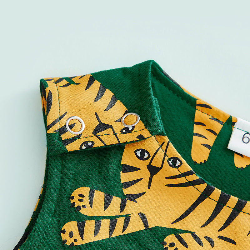 Sleeveless Green Tiger Romper