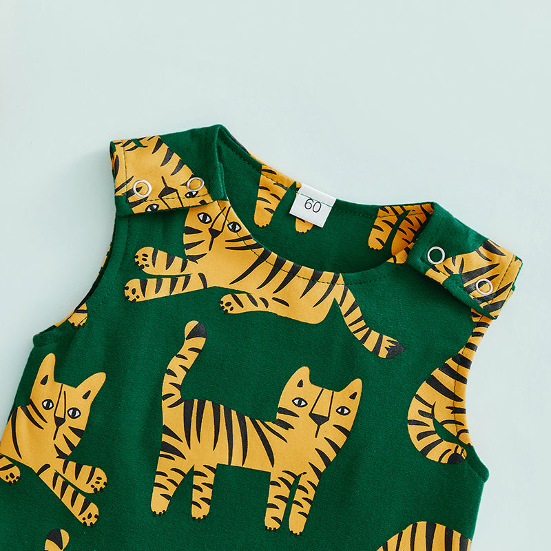 Sleeveless Green Tiger Romper