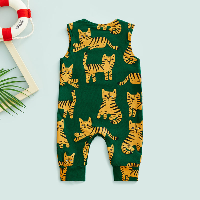 Sleeveless Green Tiger Romper