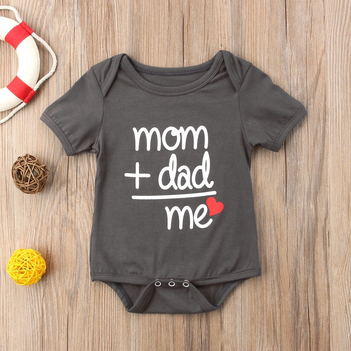 Mom Dad Me Heart Onesie