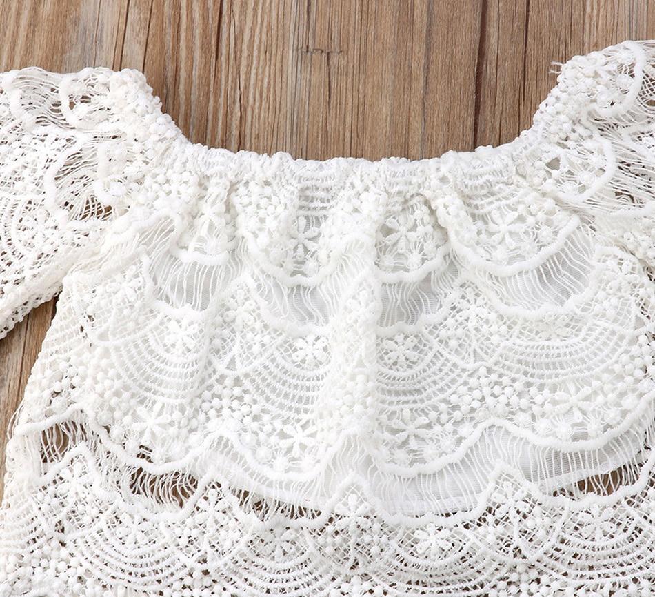 White Lace Top with Shorts & Ruffled Maxi Skirt Set