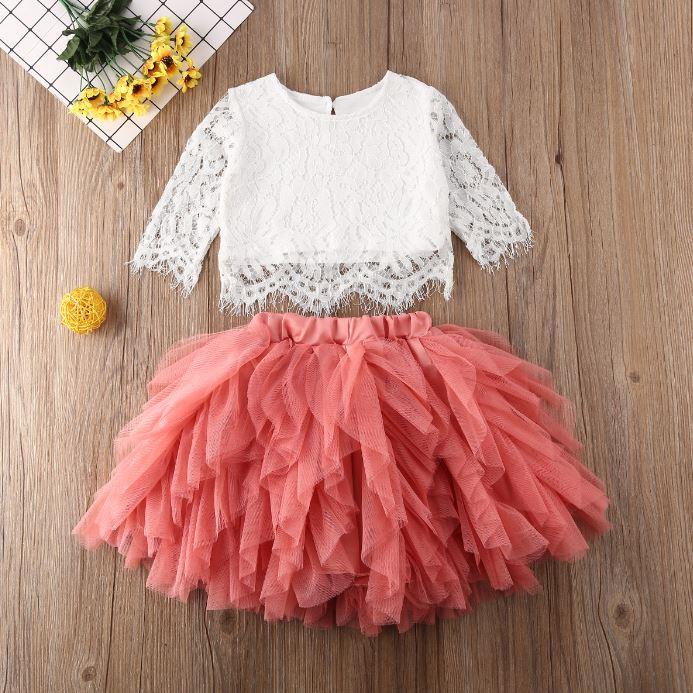 Lace Top with Ruffle Tutu Skirt Outfit