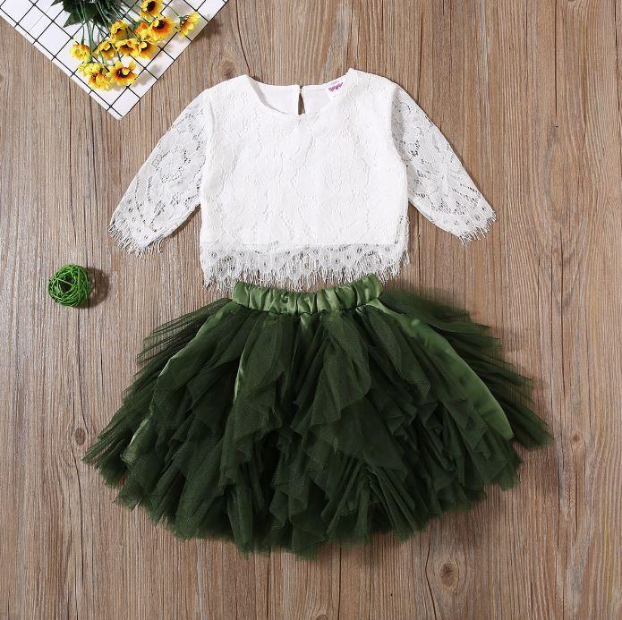 Lace Top with Ruffle Tutu Skirt Outfit