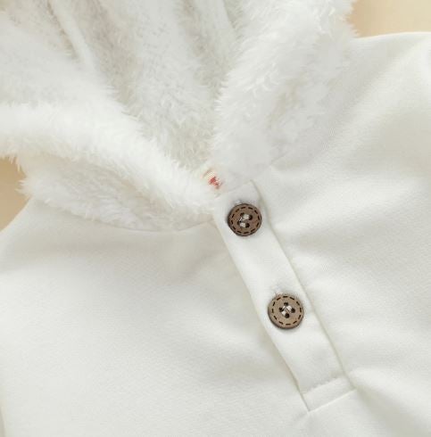 Plush Bunny Ears Hooded Onesie