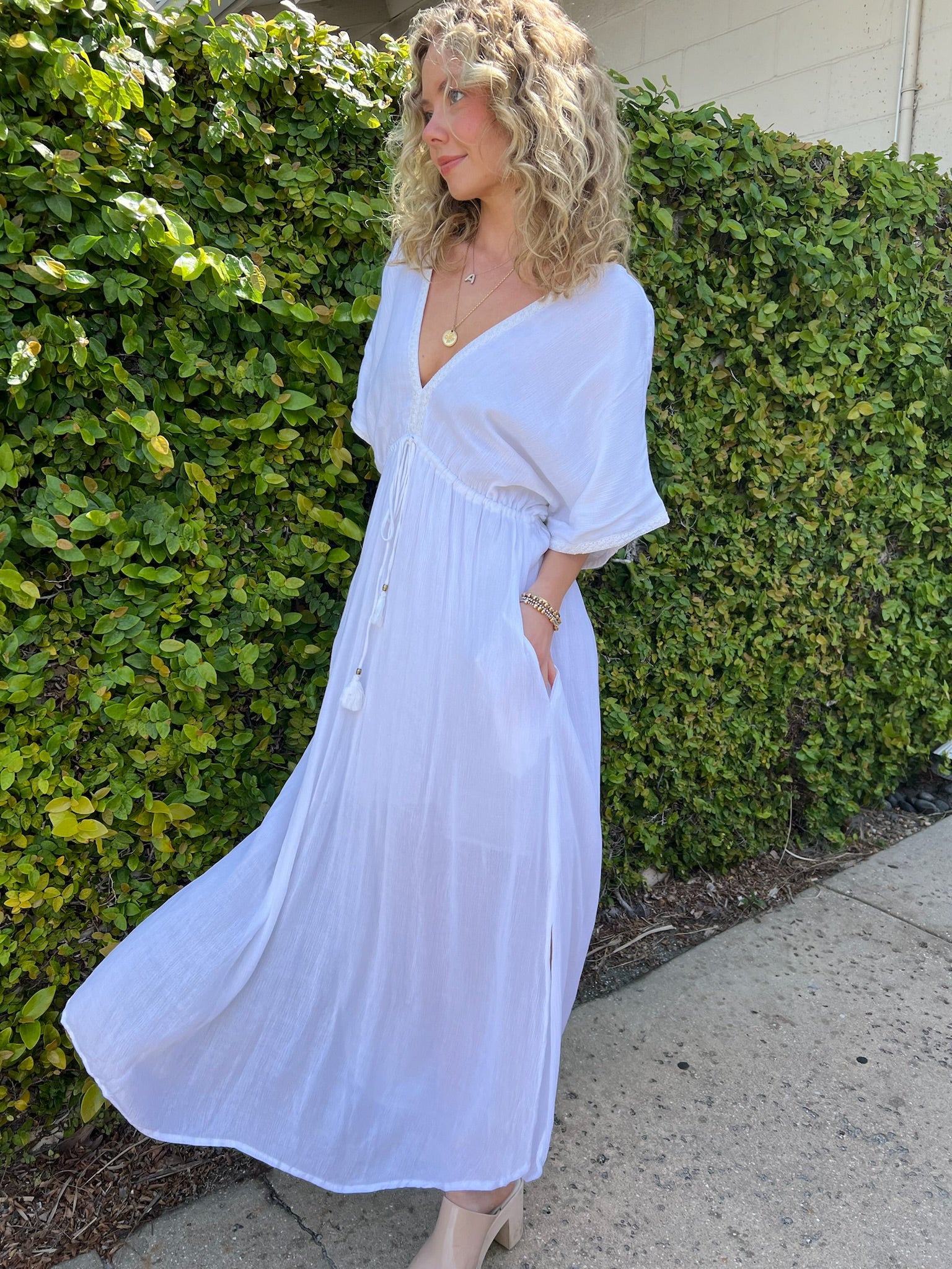 Gauze Flutter Sleeve Maxi Dress