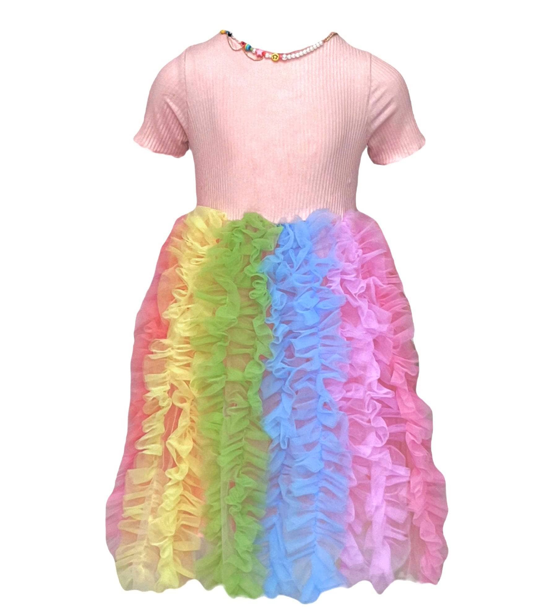 Smiley Necklace Rainbow Tulle Dress