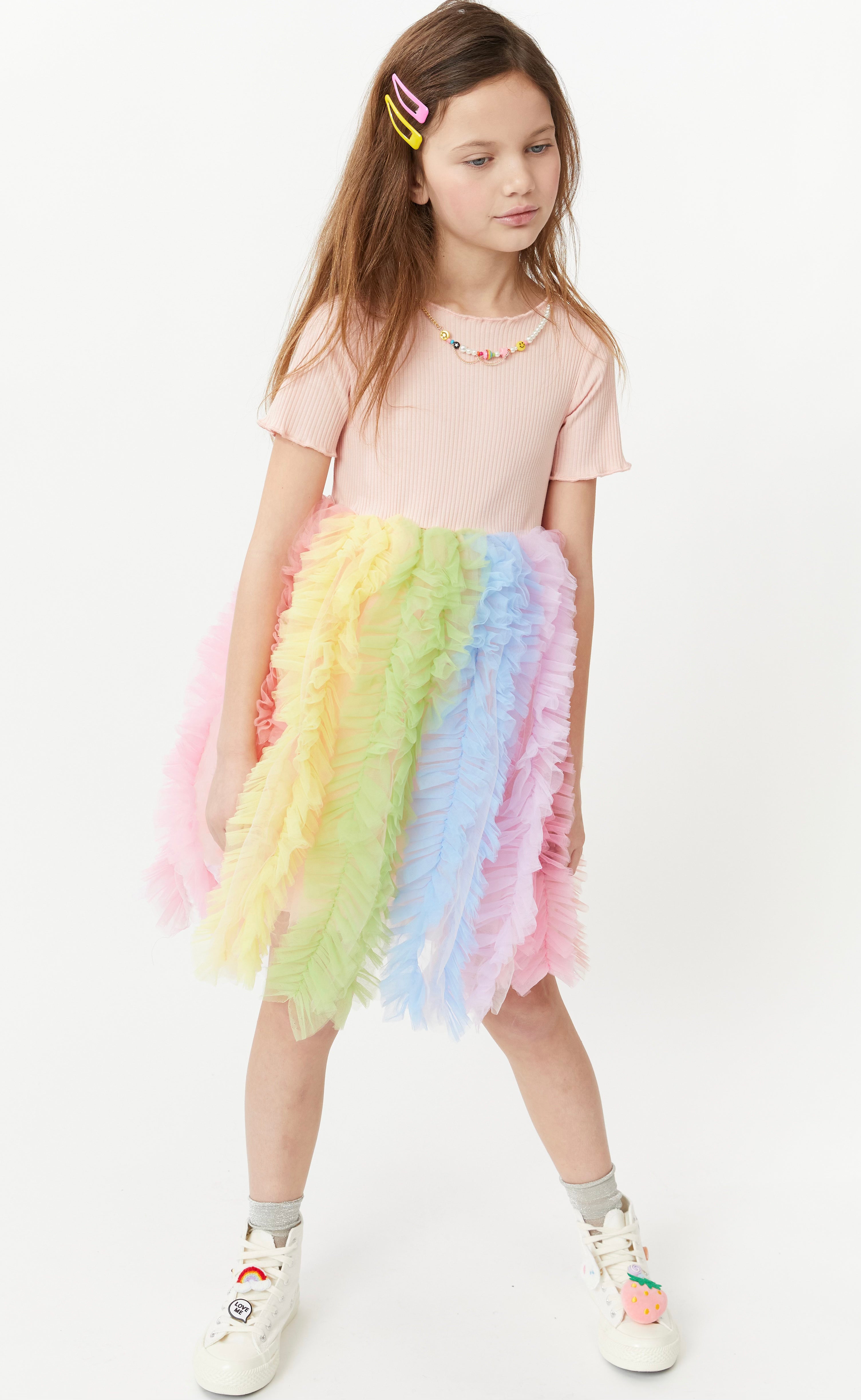 Smiley Necklace Rainbow Tulle Dress
