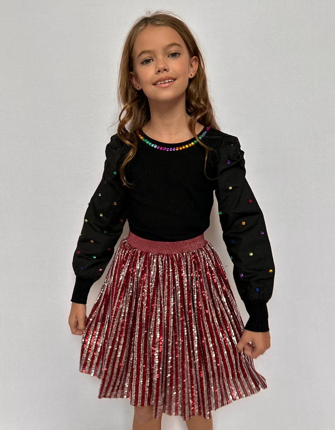 Candy Cane Sequin Striped Skirt