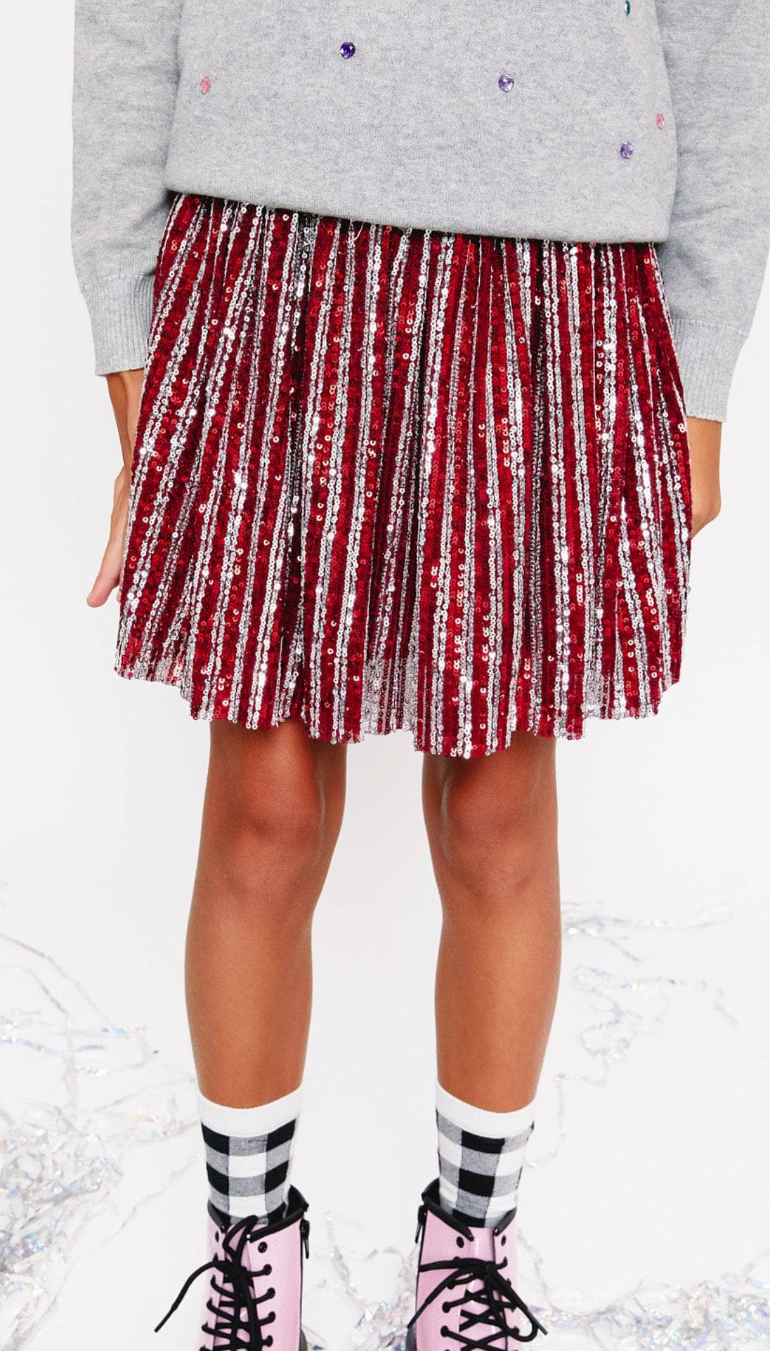 Candy Cane Sequin Striped Skirt