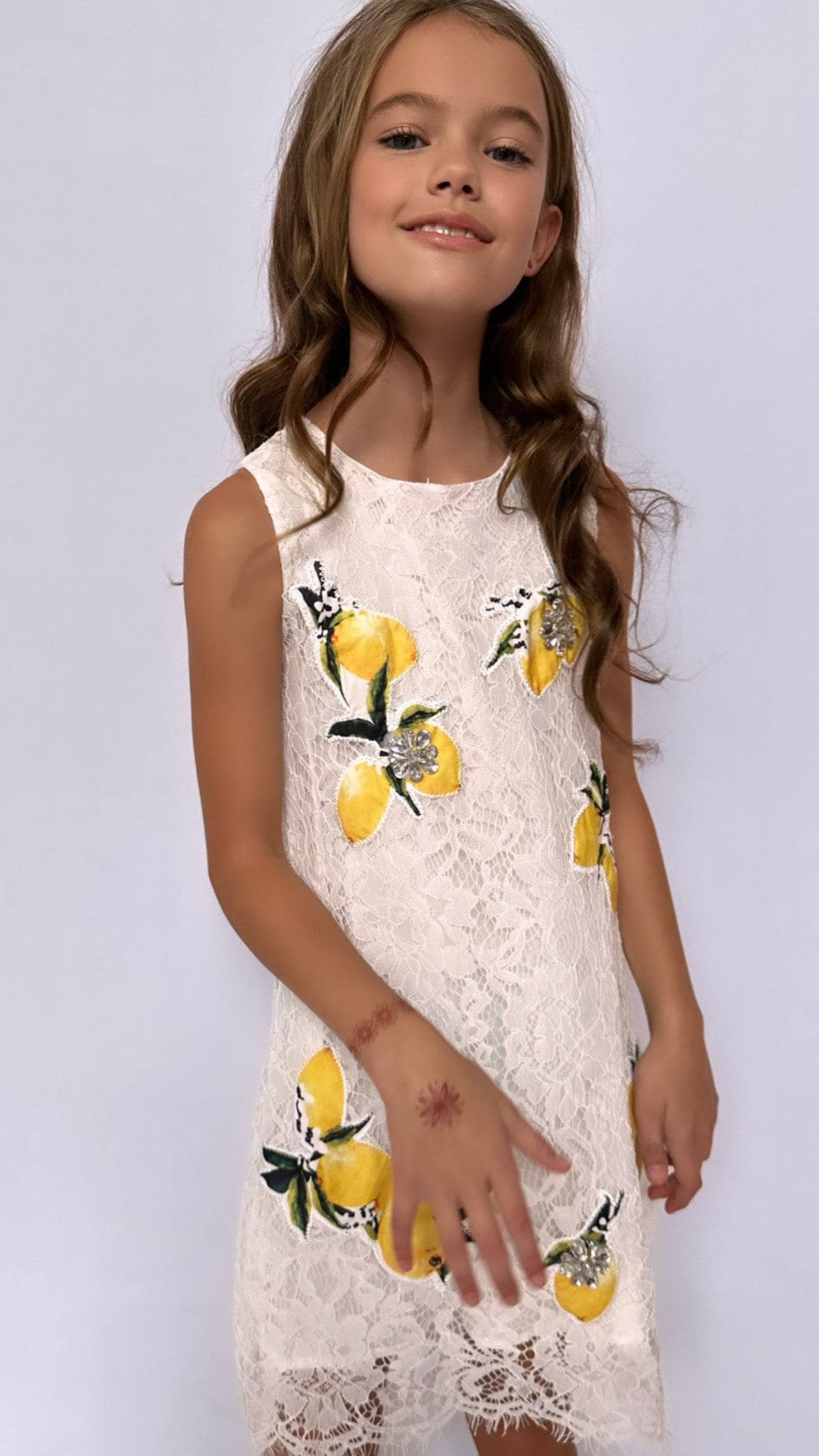 Crystal Lemon Lace Dress