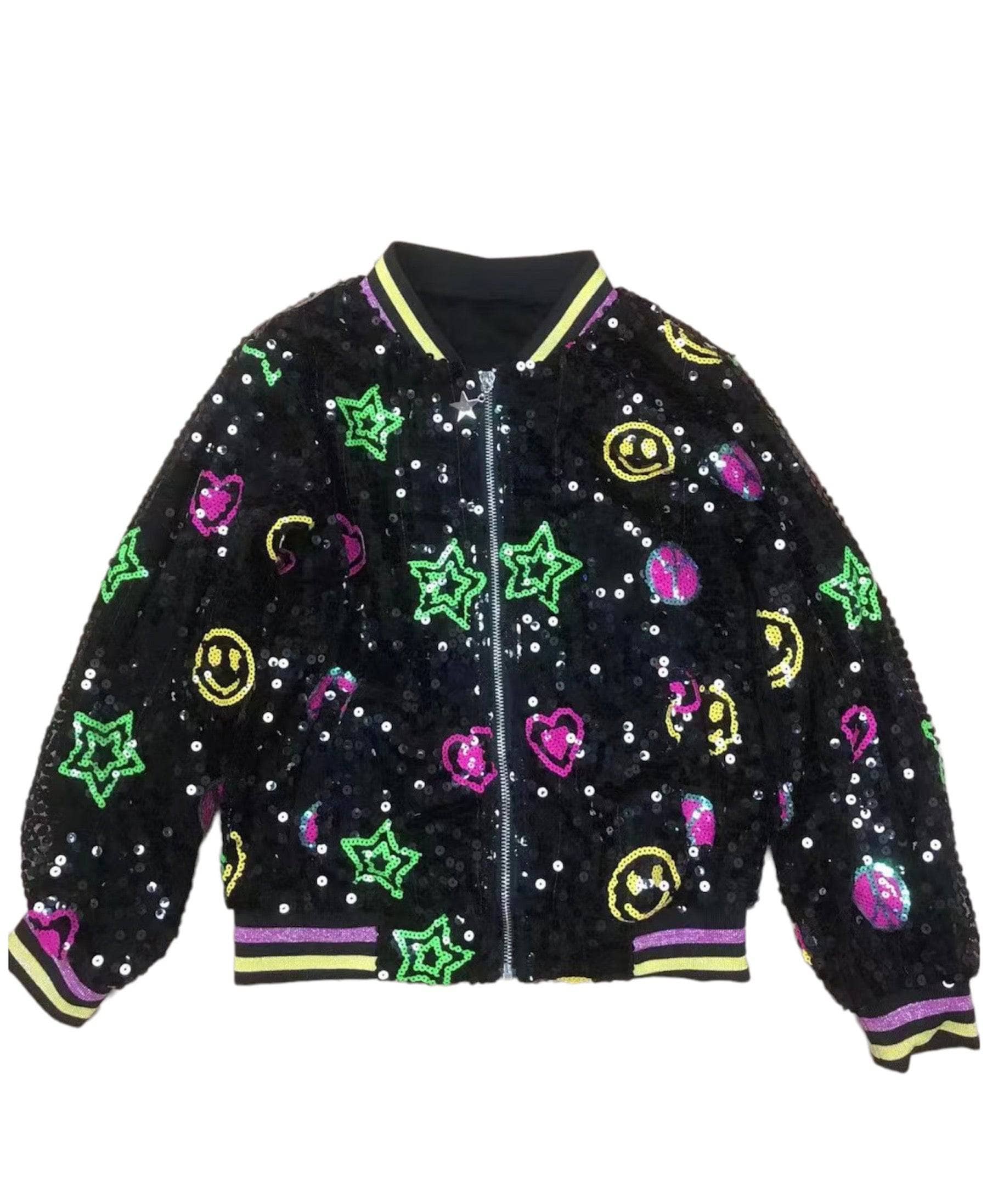 Peace and Love Sequin Bomber