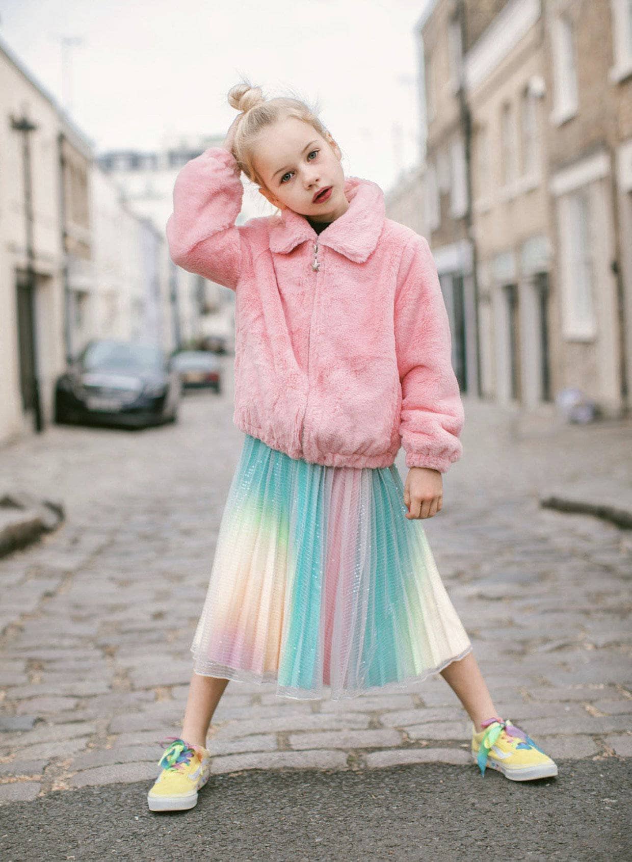 Rainbow Faux Fur Coat