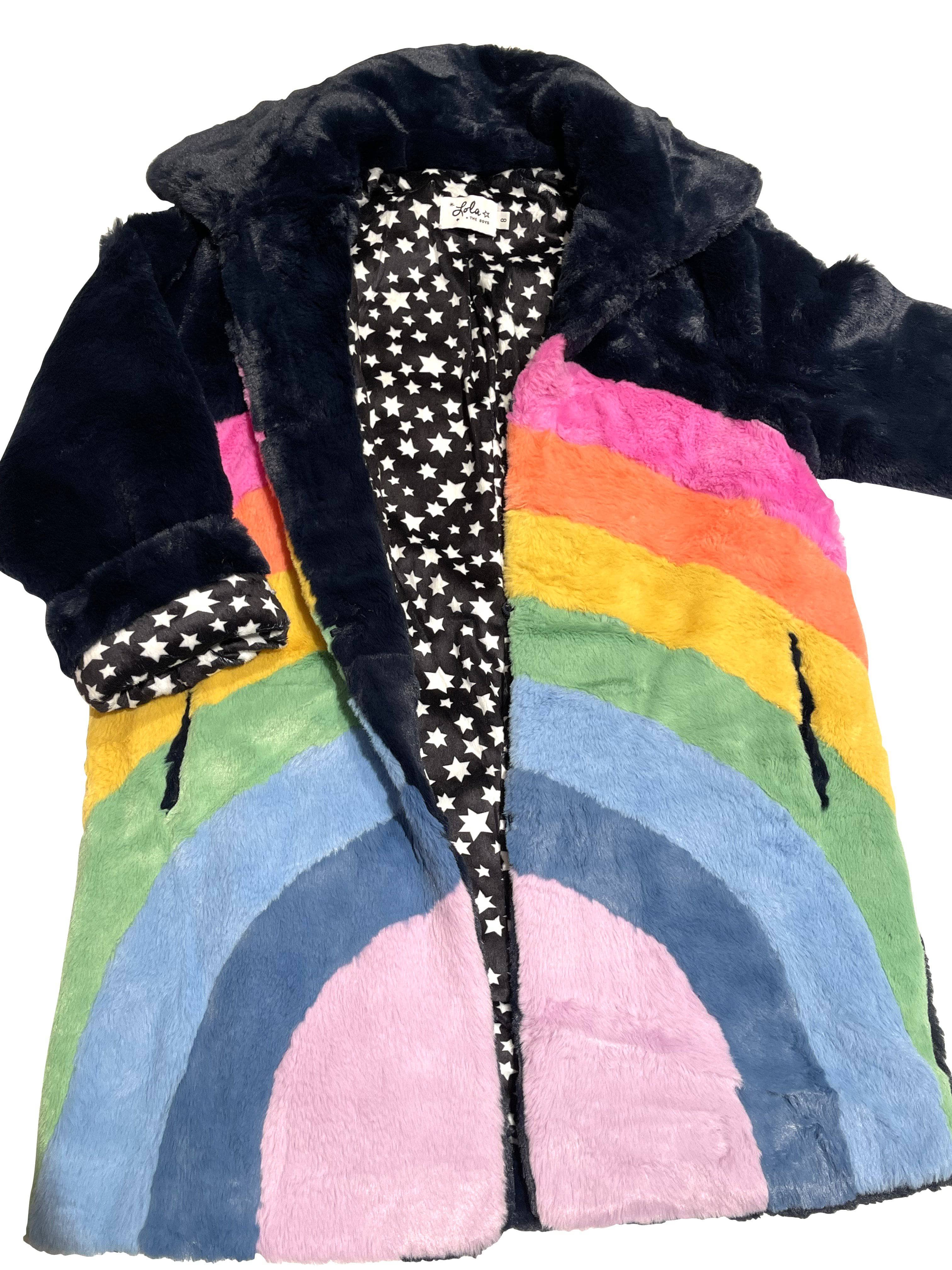 Rainbow Faux Fur Midi Coat