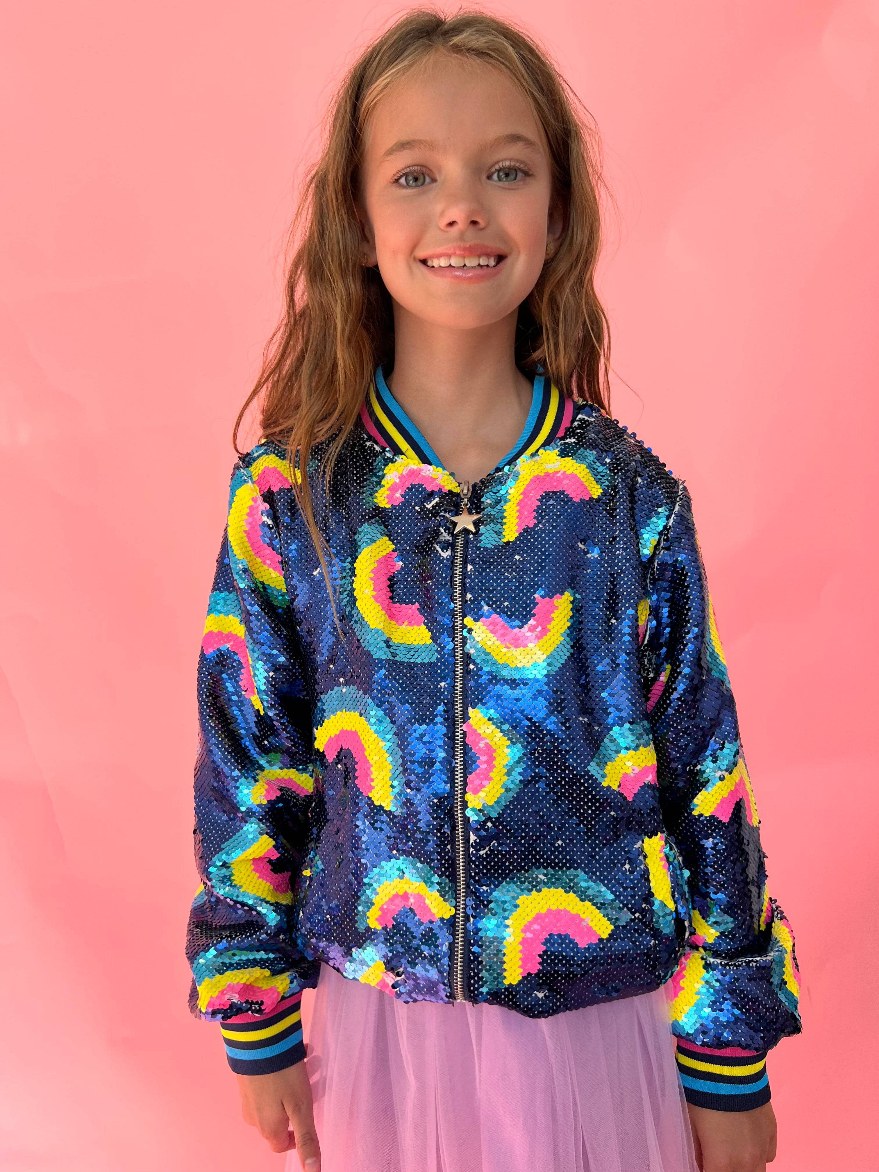 Rainbow Bright Sequin Bomber