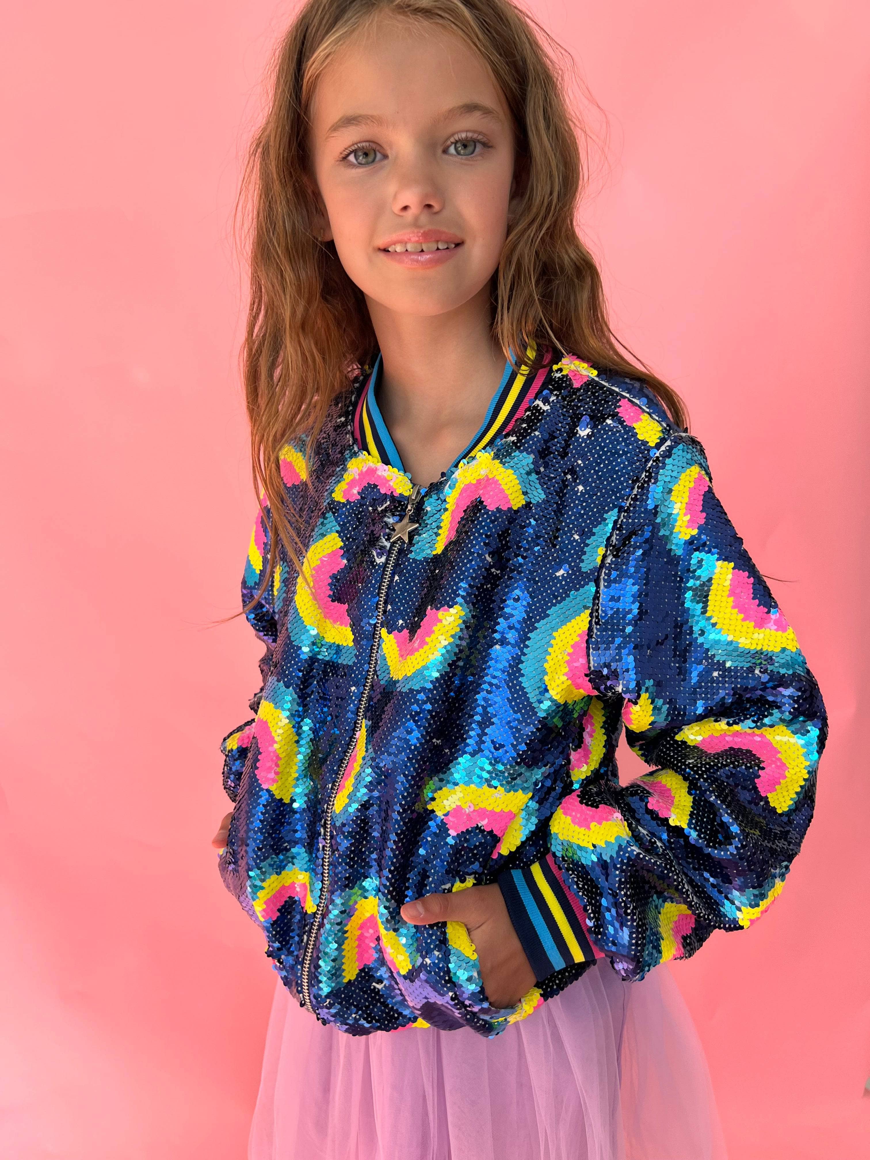 Rainbow Bright Sequin Bomber