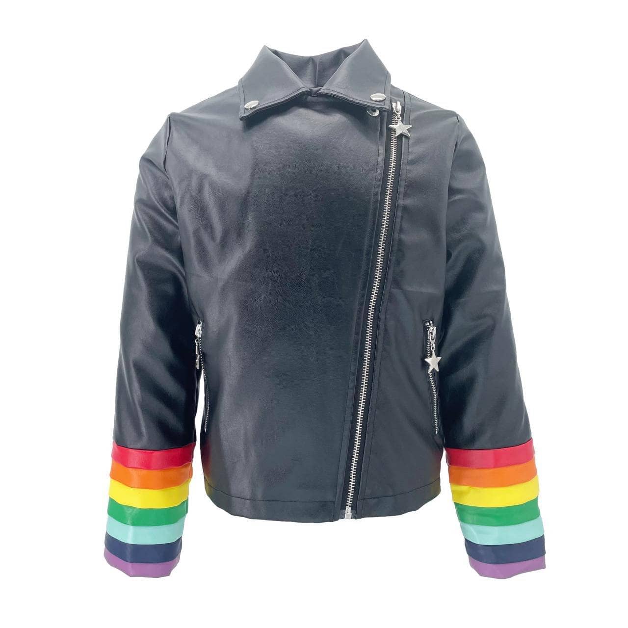 Rainbow Heart Stripe Moto Jacket