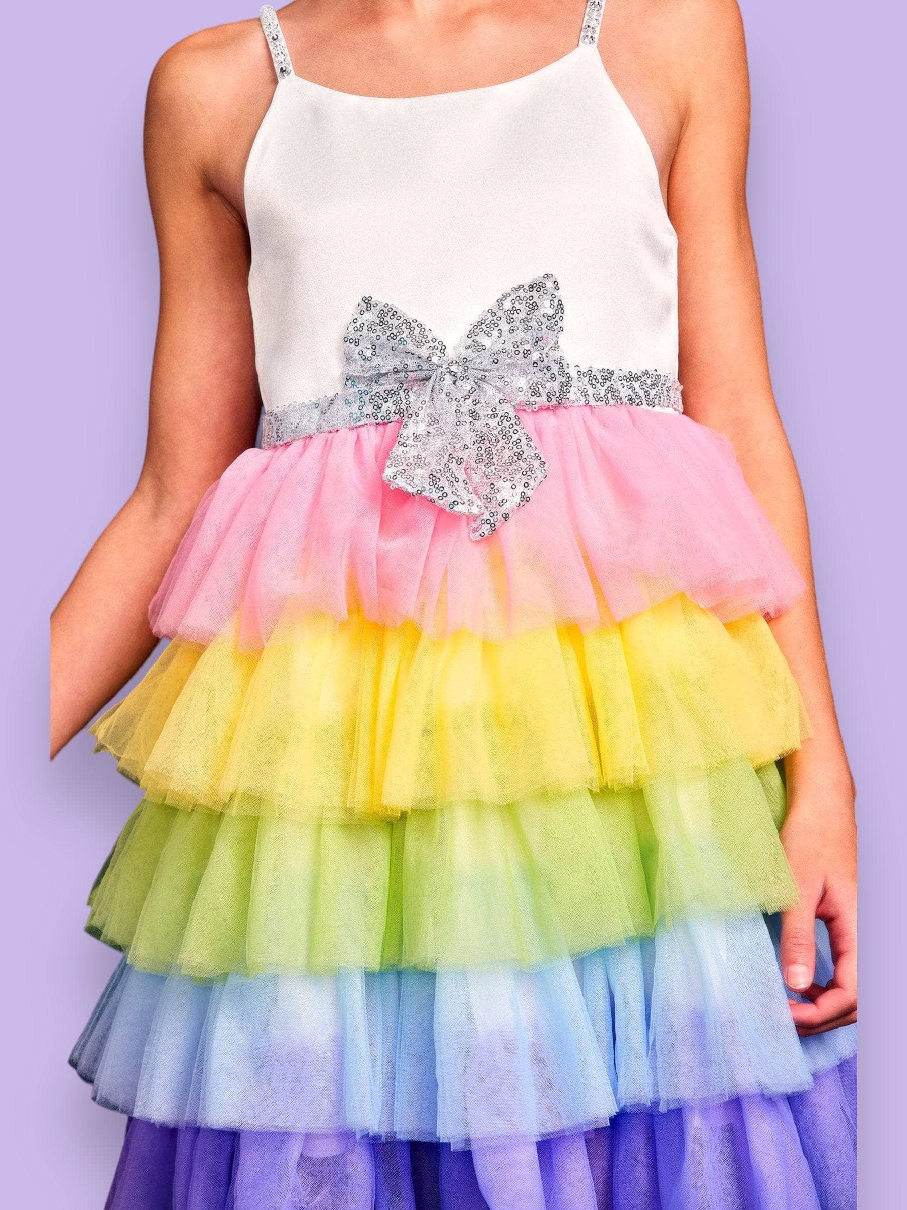 Sequin Bow Rainbow Tutu Dress
