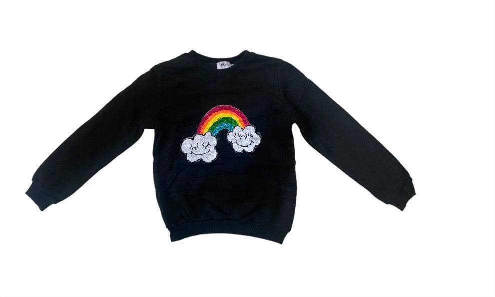 Smiley Sequin Cloud Rainbow Sweatshirt