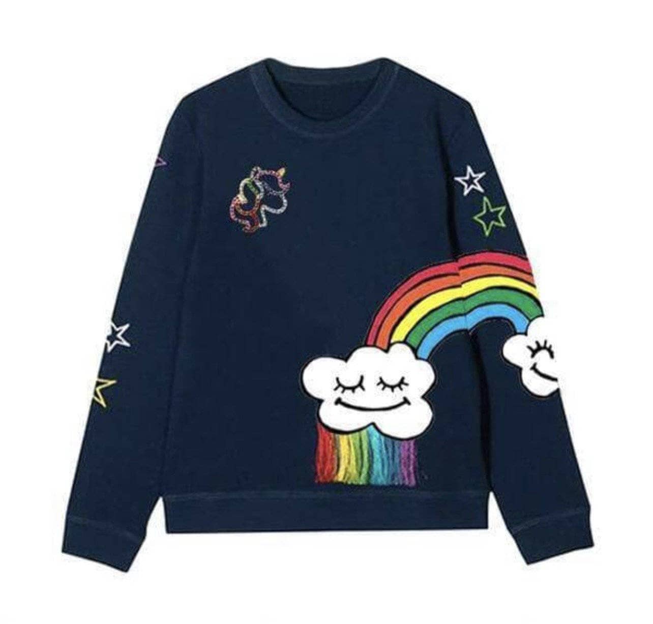 Womens Smiley Cloud Rainbow Sweatshirt